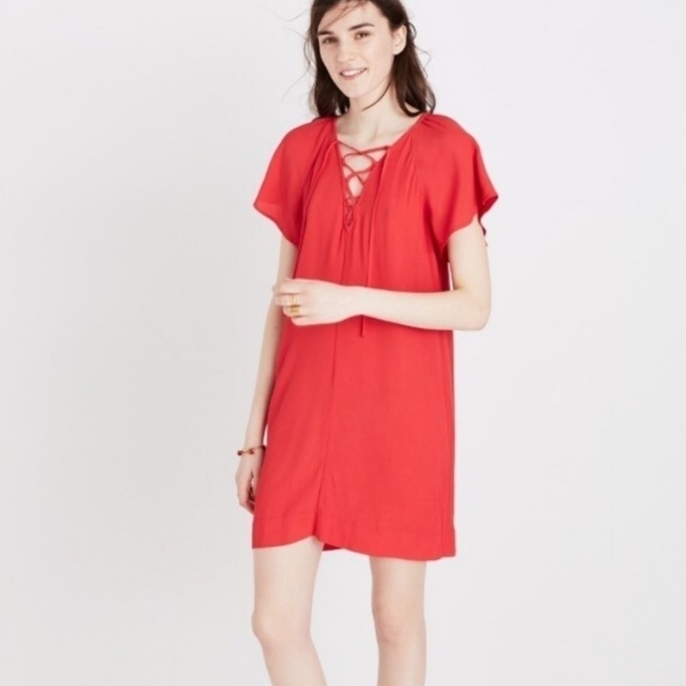 Madewell Ladies Short Sleeve Lace Front Dress